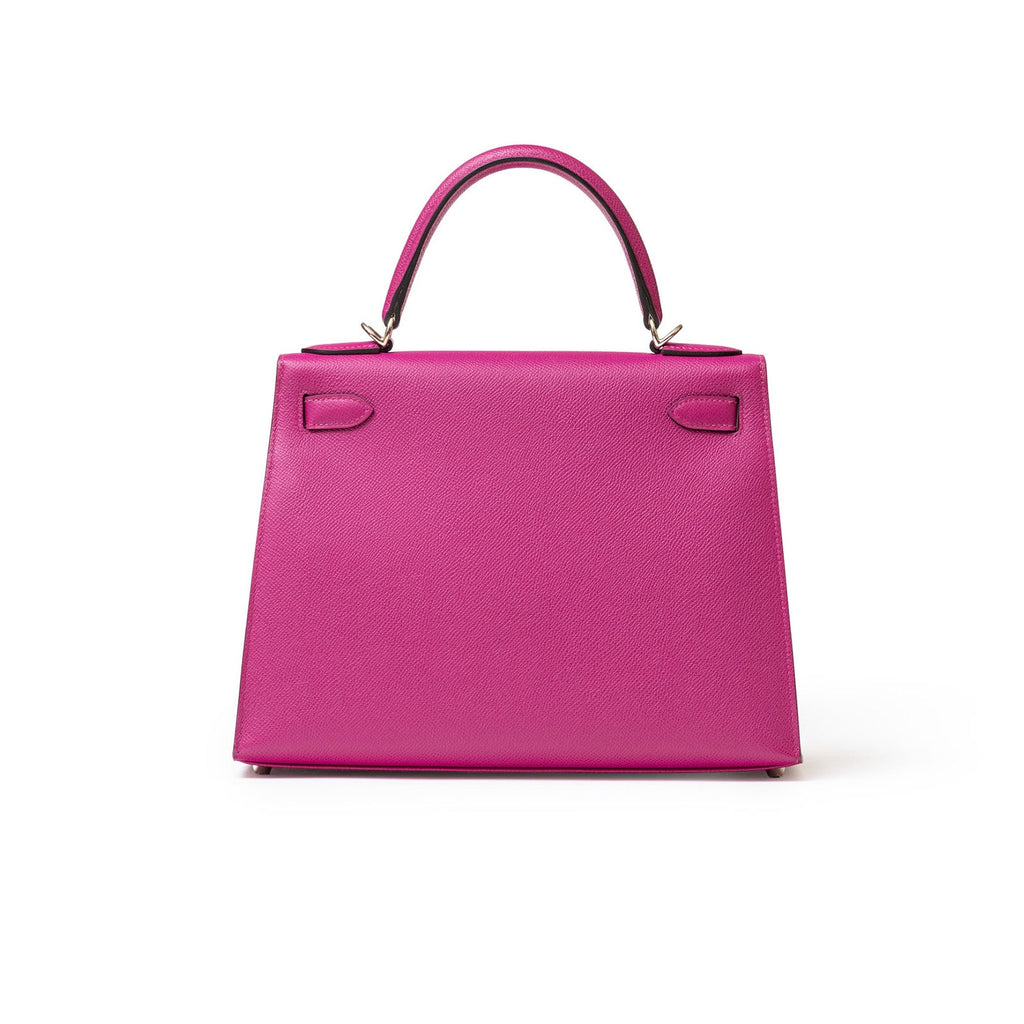 Hermès Kelly 28 Sellier Rose Pourpre Epsom Palladium Hardware