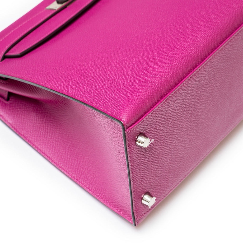 Hermès Kelly 28 Sellier Rose Pourpre Epsom Palladium Hardware