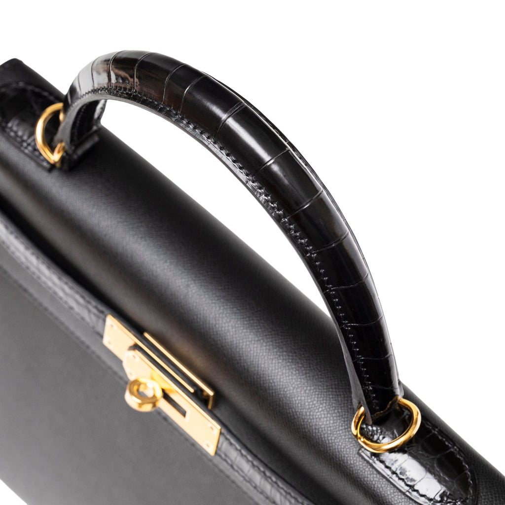 Hermès Kelly 28 Sellier Touch Black Madame Shiny Niloticus Crocodile Gold Hardware