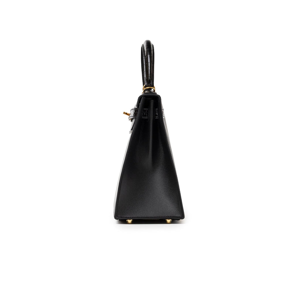 Hermès Kelly 28 Sellier Touch Black Madame Shiny Niloticus Crocodile Gold Hardware