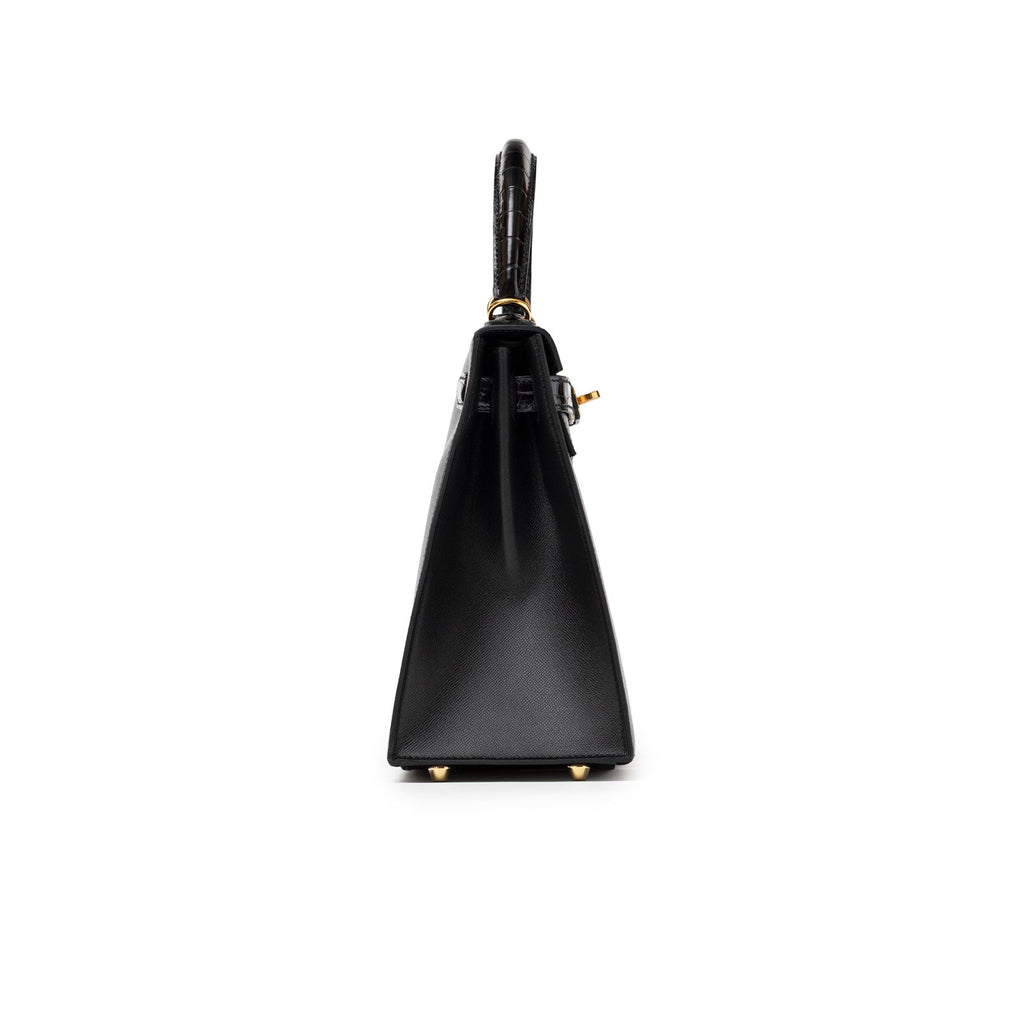 Hermès Kelly 28 Sellier Touch Black Madame Shiny Niloticus Crocodile Gold Hardware
