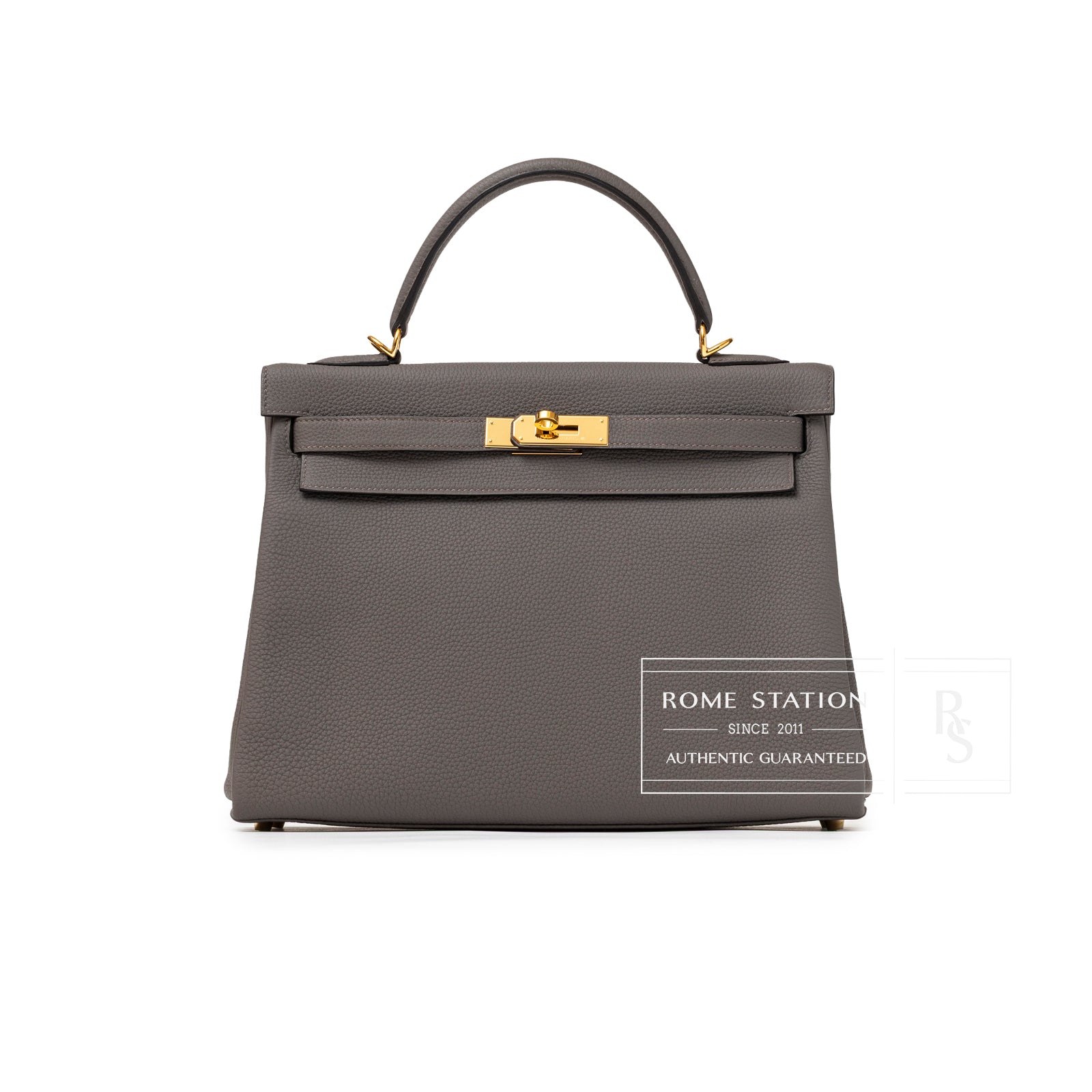 Hermès Kelly 32 Retourne Etain Togo Gold Hardware