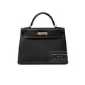 Hermès Kelly 32 Sellier Black Epsom Palladium Hardware