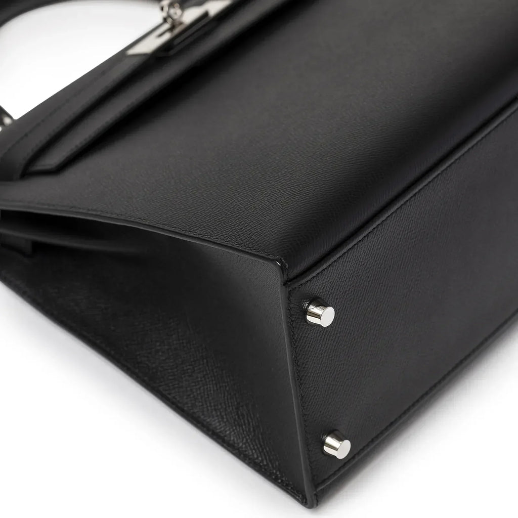 Hermès Kelly 32 Sellier Black Epsom Palladium Hardware