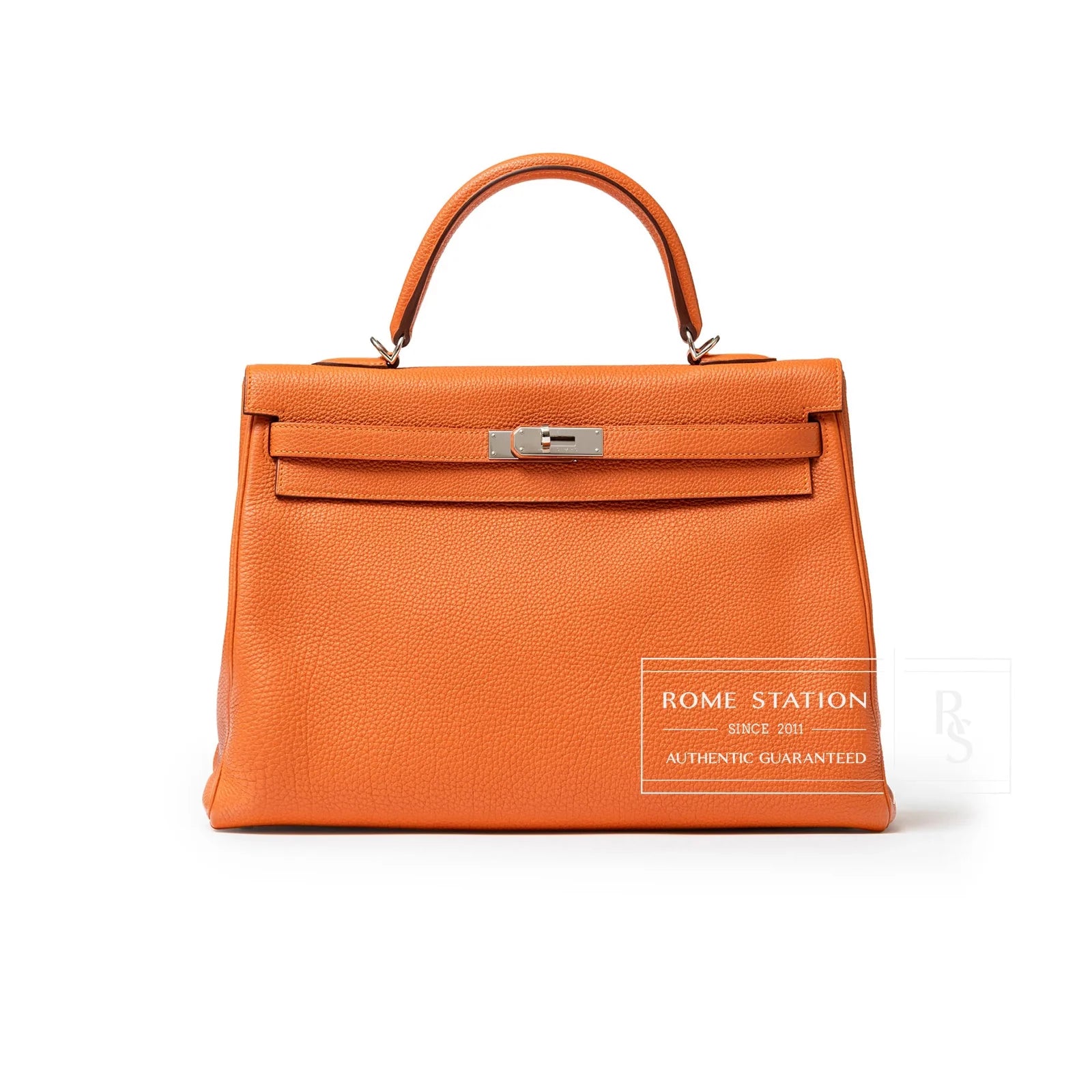 Hermès Kelly 35 Orange Togo Palladium Hardware