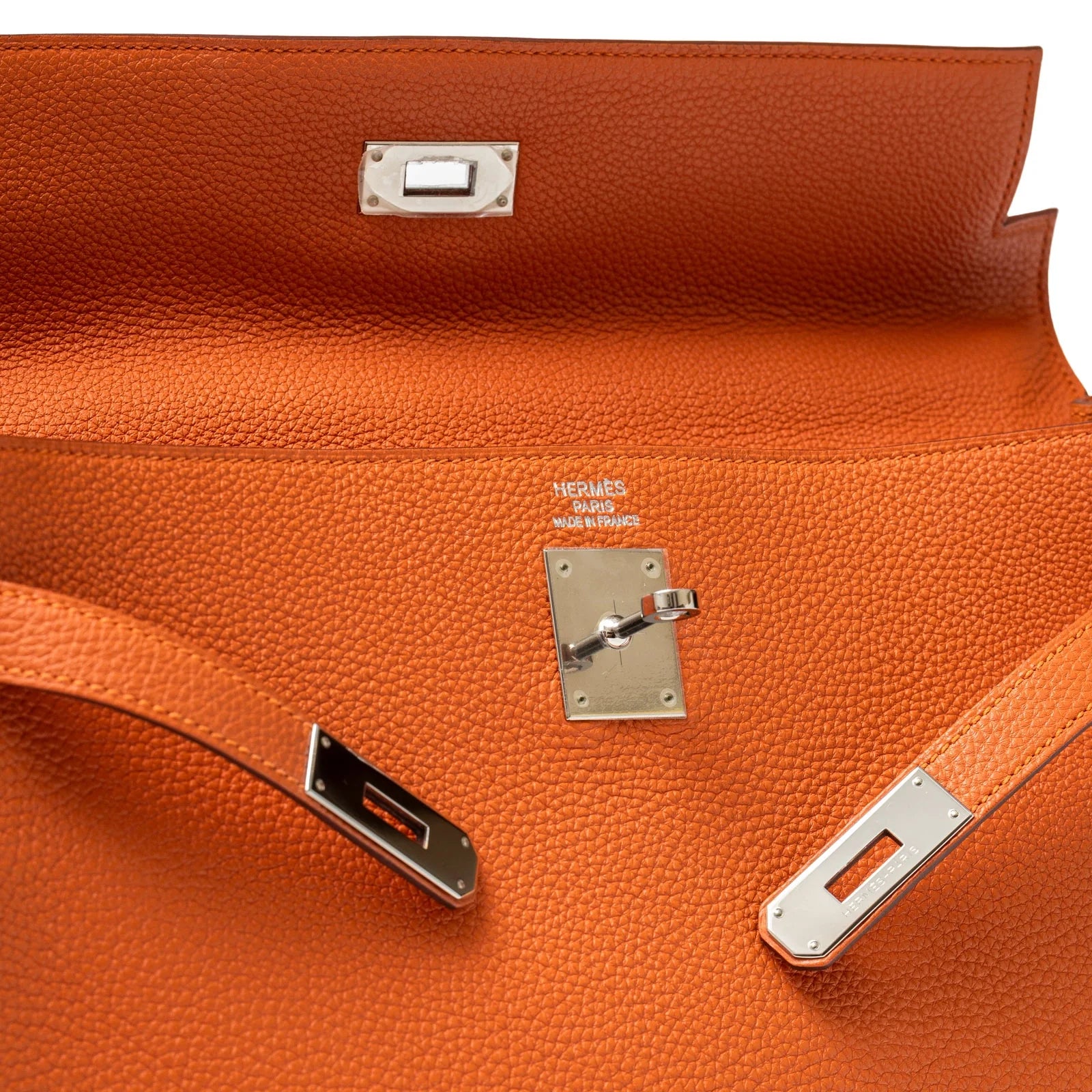 Hermès Kelly 35 Orange Togo Palladium Hardware