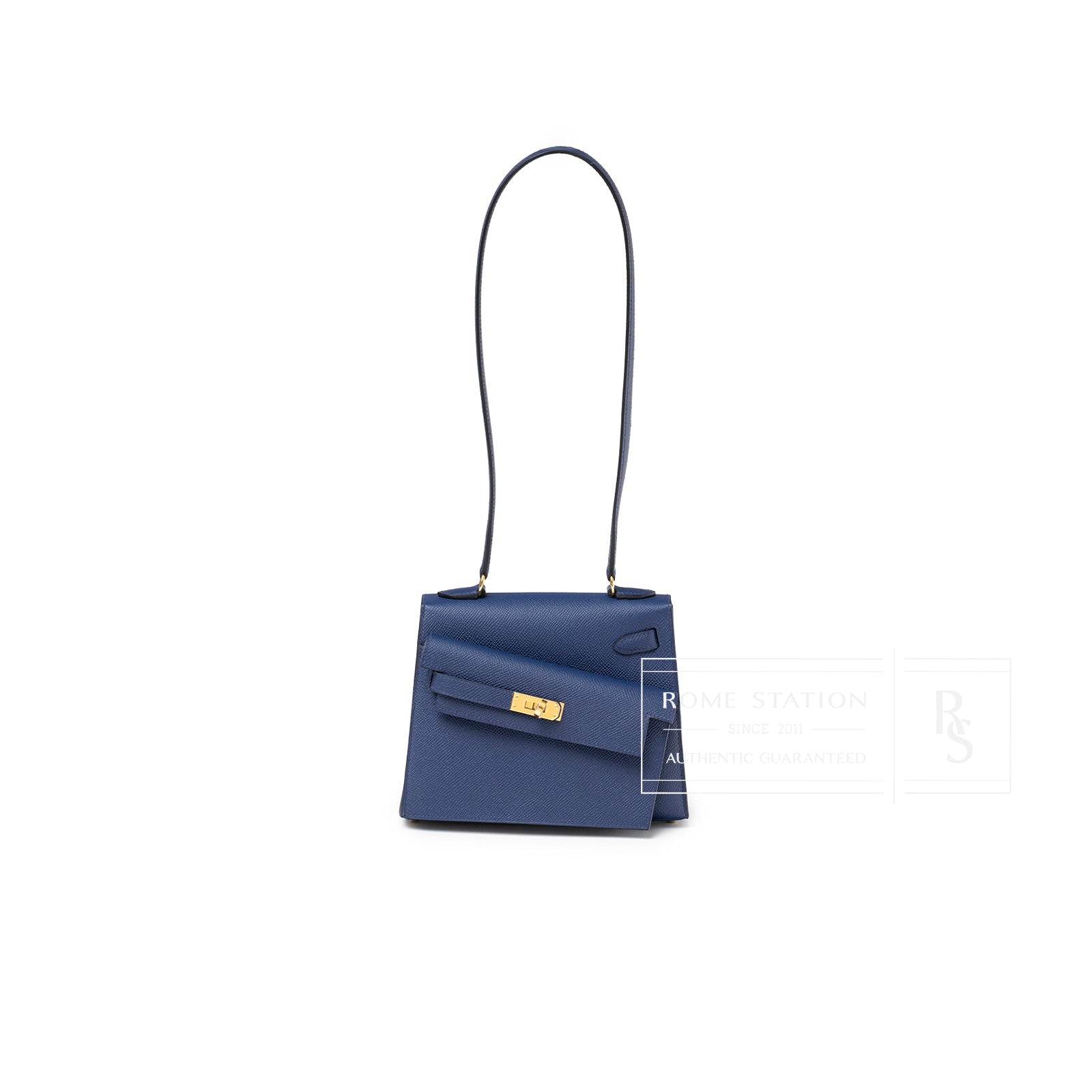 Hermès Kelly Desordre 20 Sellier Blue Saphir Epsom Gold Hardware