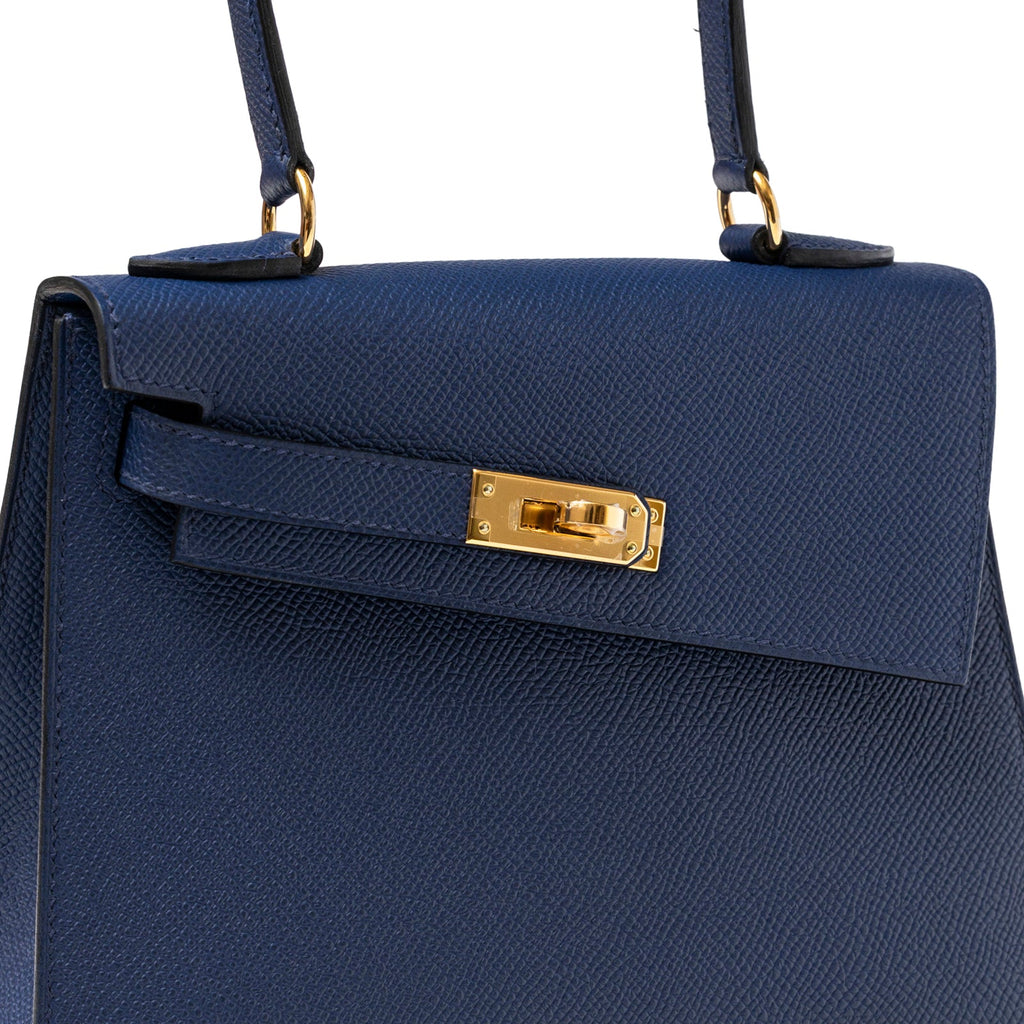 Hermès Kelly Desordre 20 Sellier Blue Saphir Epsom Gold Hardware