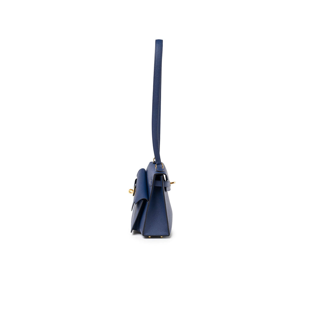 Hermès Kelly Desordre 20 Sellier Blue Saphir Epsom Gold Hardware