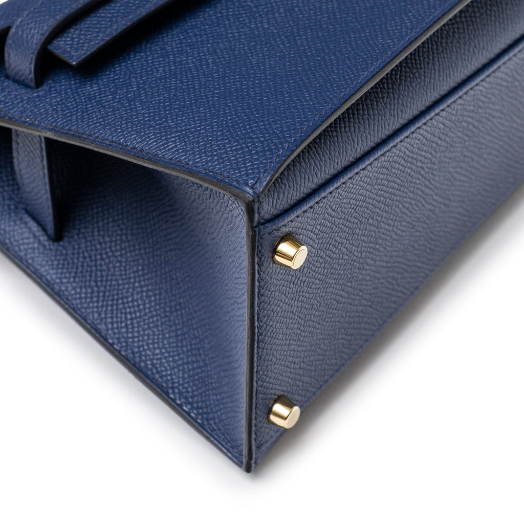 Hermès Kelly Desordre 20 Sellier Blue Saphir Epsom Gold Hardware