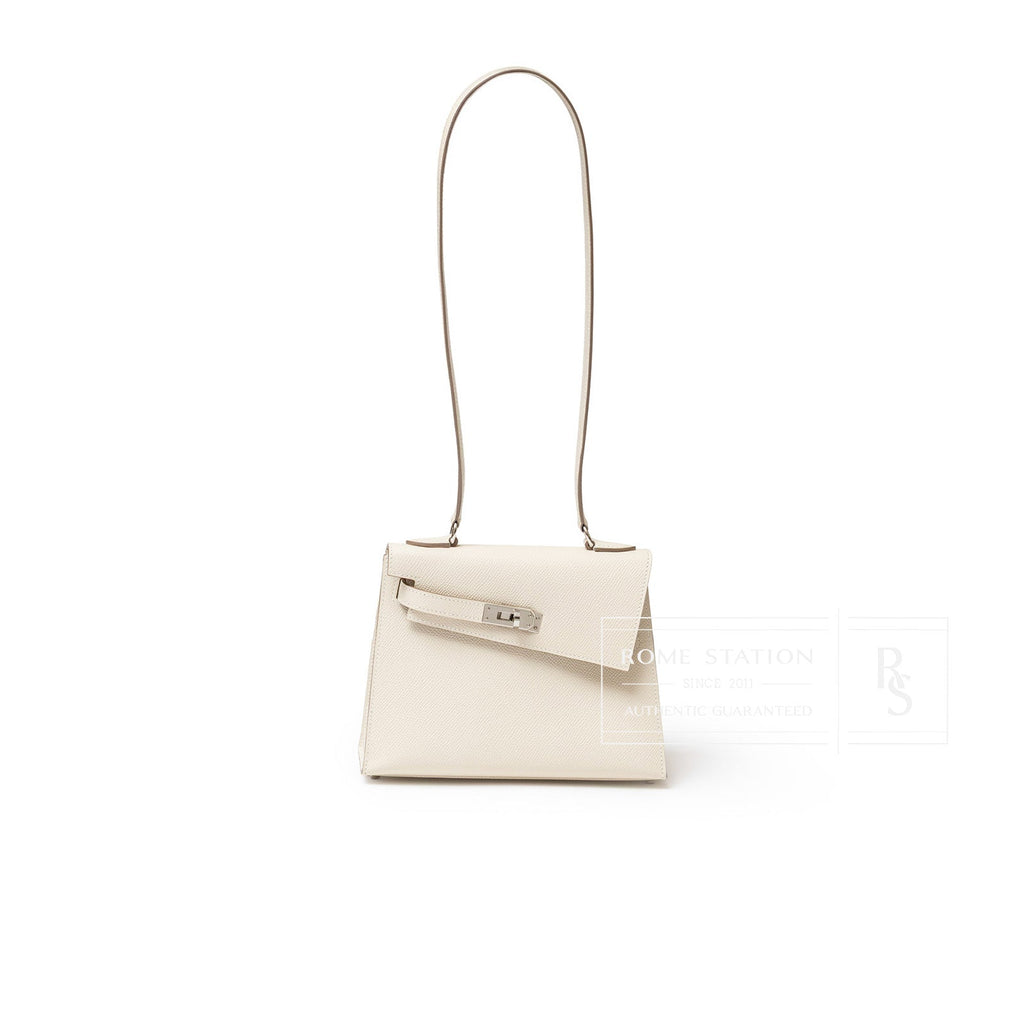 Hermès Kelly Desordre 20 Sellier Craie Epsom Palladium Hardware