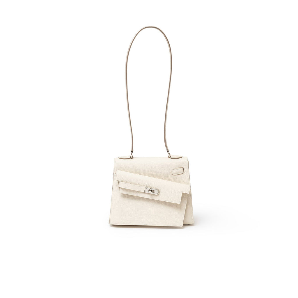 Hermès Kelly Desordre 20 Sellier Craie Epsom Palladium Hardware