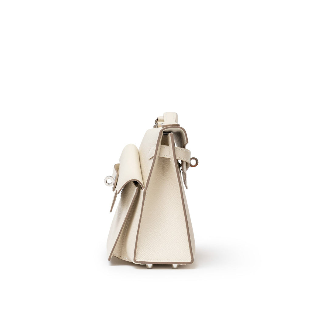 Hermès Kelly Desordre 20 Sellier Craie Epsom Palladium Hardware