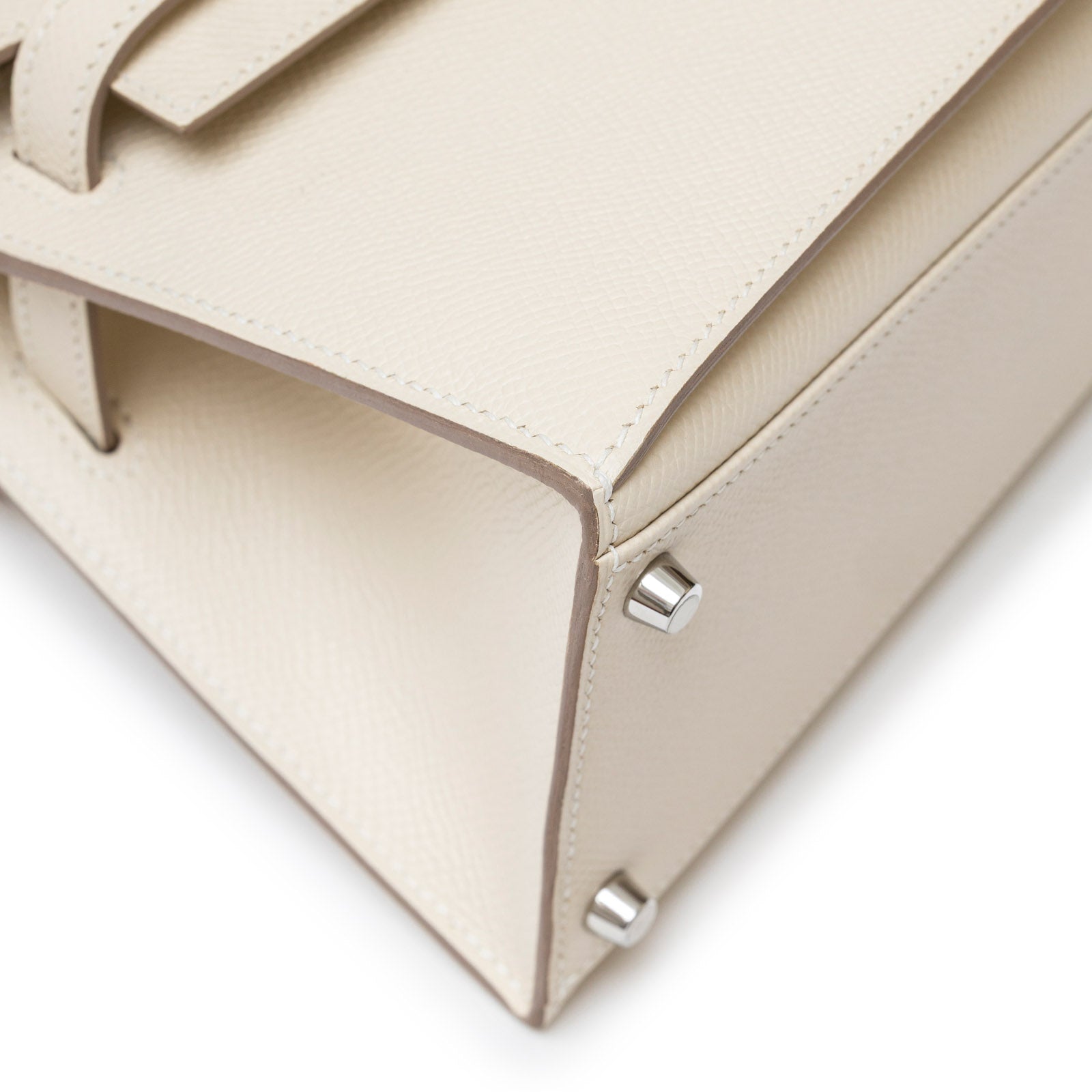 Hermès Kelly Desordre 20 Sellier Craie Epsom Palladium Hardware