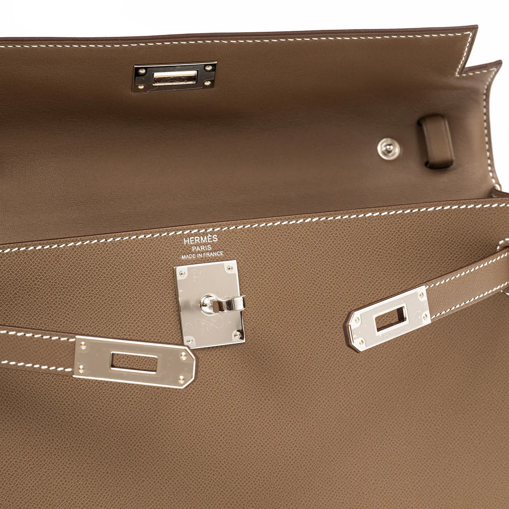 Hermès Kelly Elan Etoupe Madame Palladium Hardware