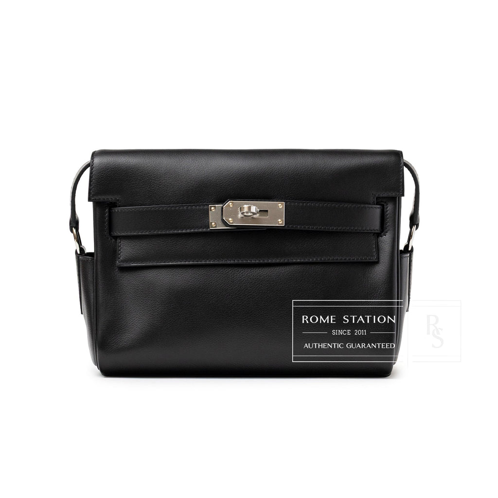 Hermès Kelly Messenger PM Black Evergrain Palladium Hardware