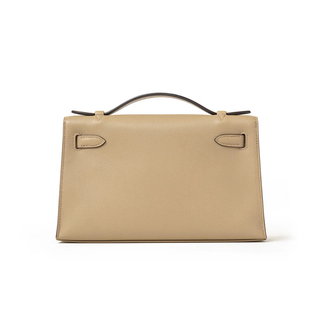 Hermès Kelly Pochette Beige Marfa Swift Gold Hardware