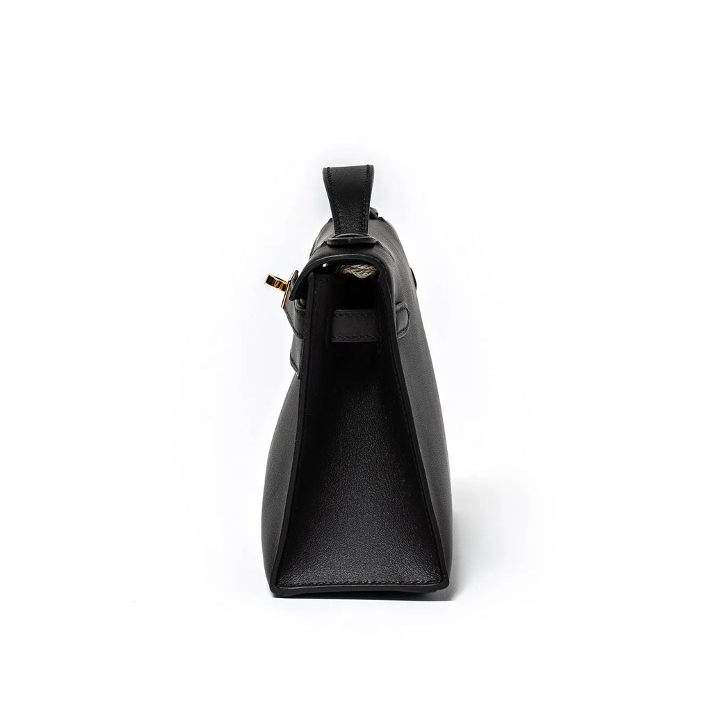 Hermès Kelly Pochette Black Swift Gold Hardware