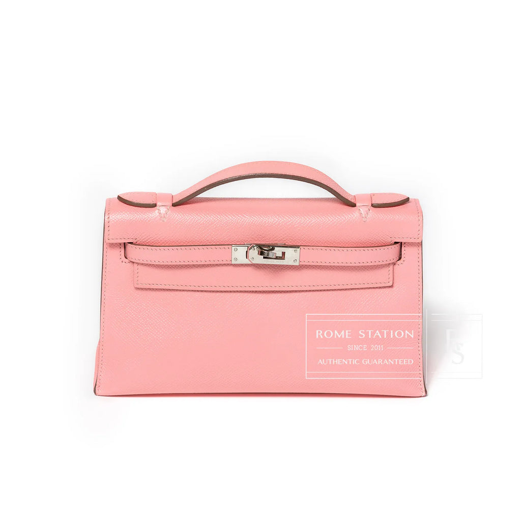 Hermès Kelly Pochette Rose Confetti Epsom Palladium Hardware
