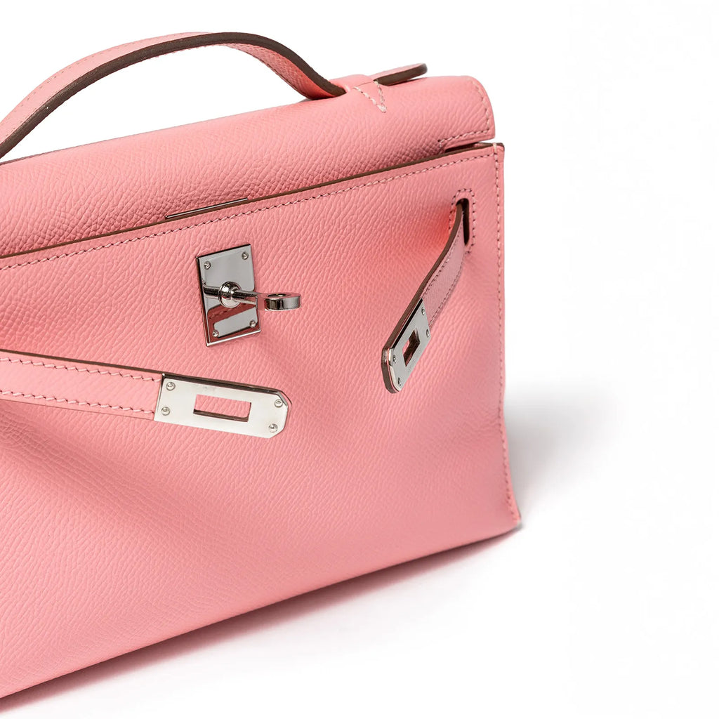 Hermès Kelly Pochette Rose Confetti Epsom Palladium Hardware
