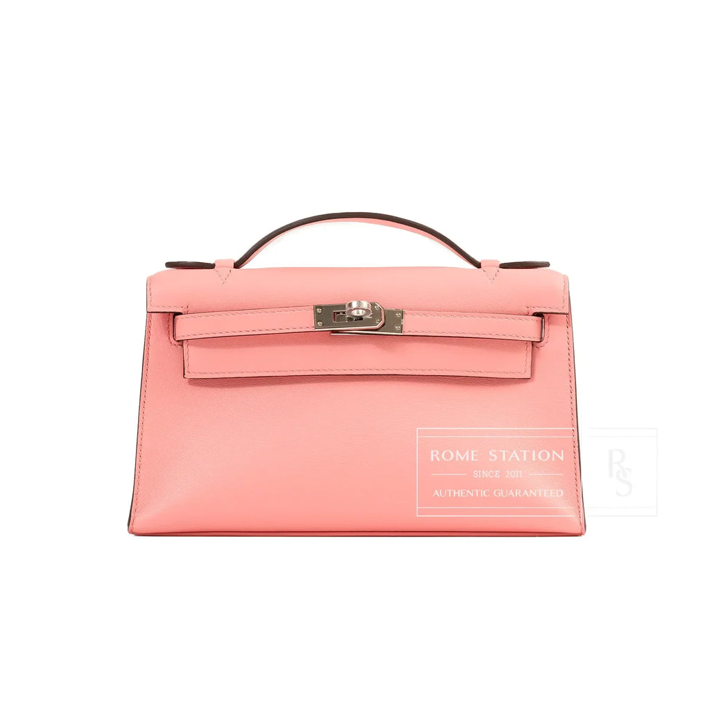Hermès Kelly Pochette Rose D’Ete Swift Palladium Hardware