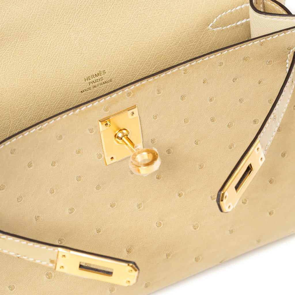 Hermès Kelly Pochette Trench Ostrich Gold Hardware
