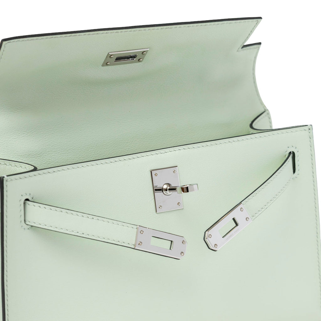 Hermès Kelly Pochette Vert Fizz Swift Palladium Hardware