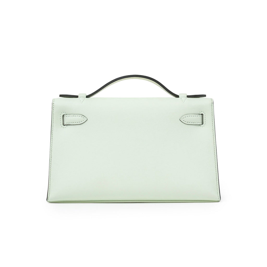 Hermès Kelly Pochette Vert Fizz Swift Palladium Hardware