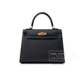 Hermès Kelly Sellier 25 Black Epsom Gold Hardware