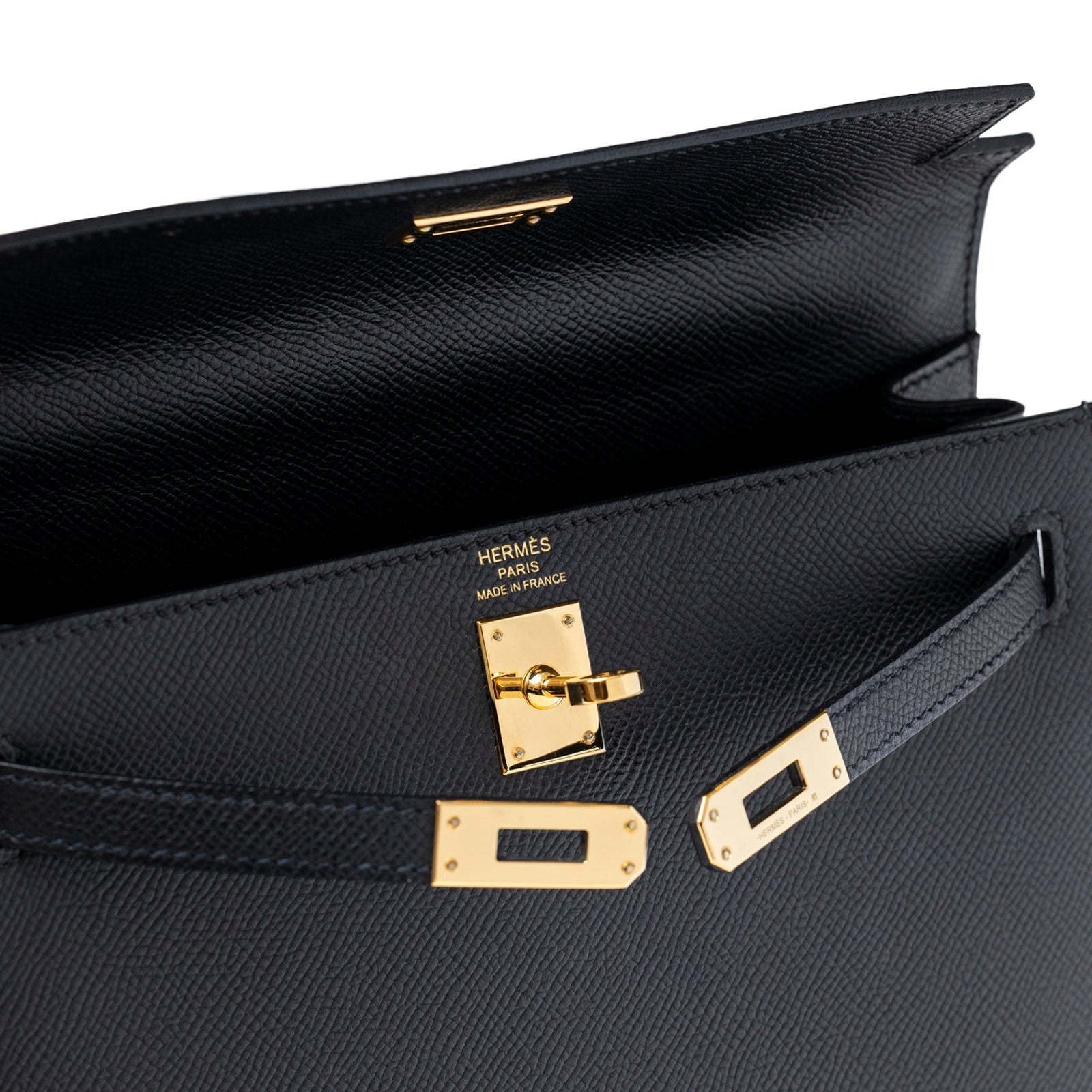 Hermès Kelly Sellier 25 Black Epsom Gold Hardware