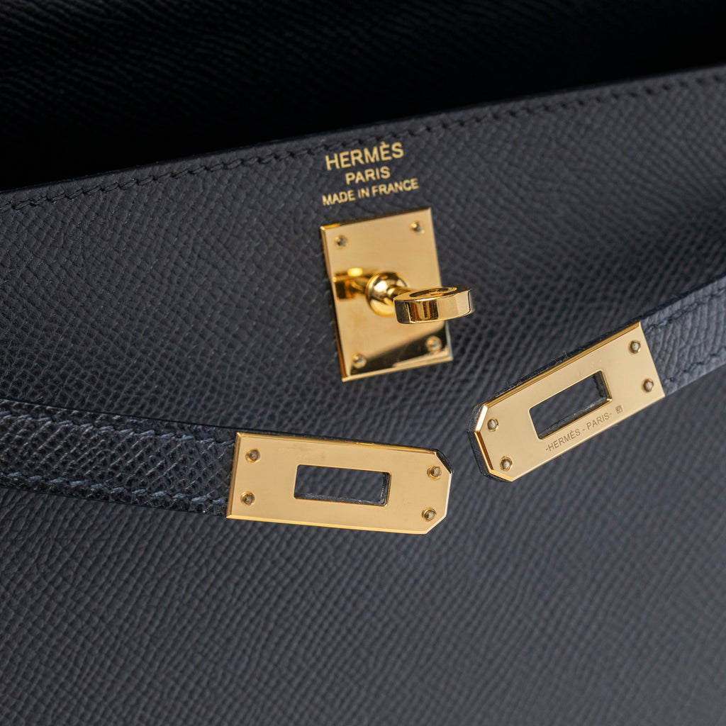 Hermès Kelly Sellier 25 Black Epsom Gold Hardware