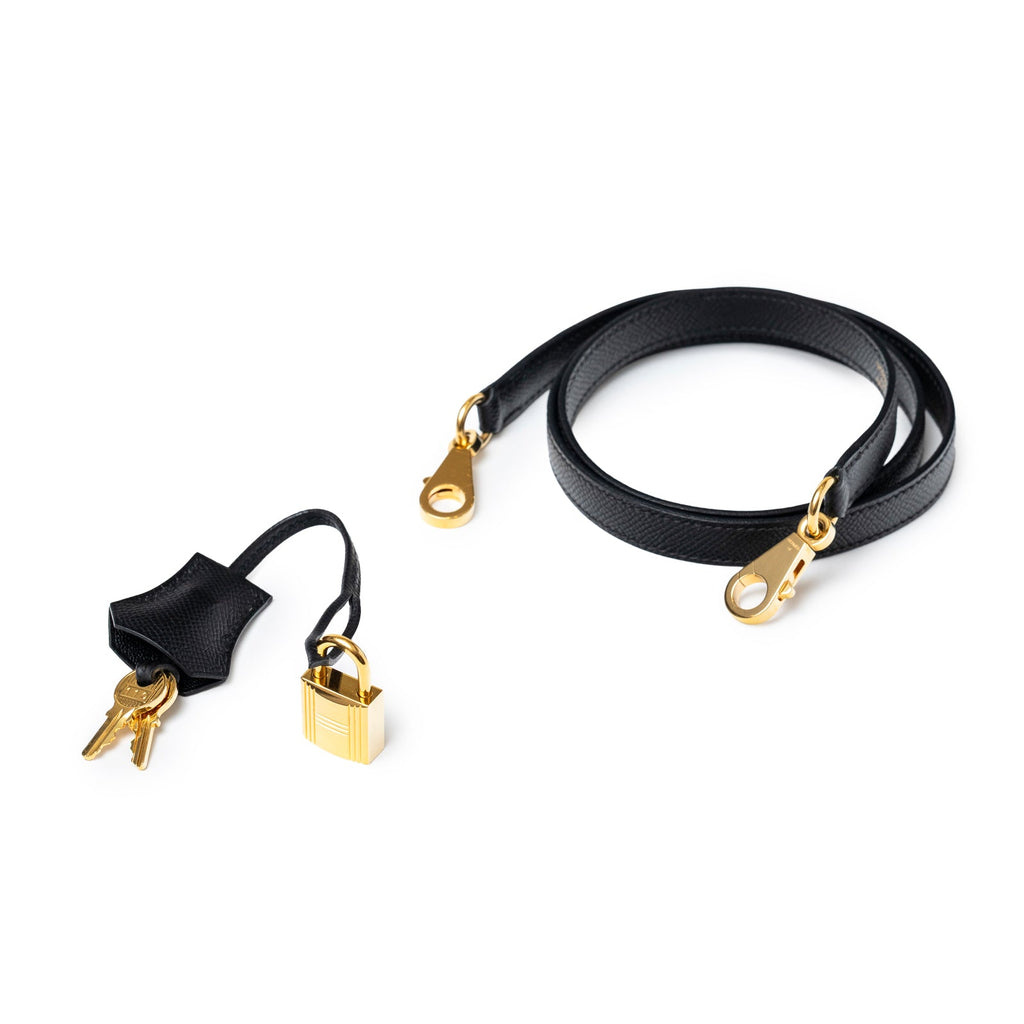 Hermès Kelly Sellier 25 Black Epsom Gold Hardware