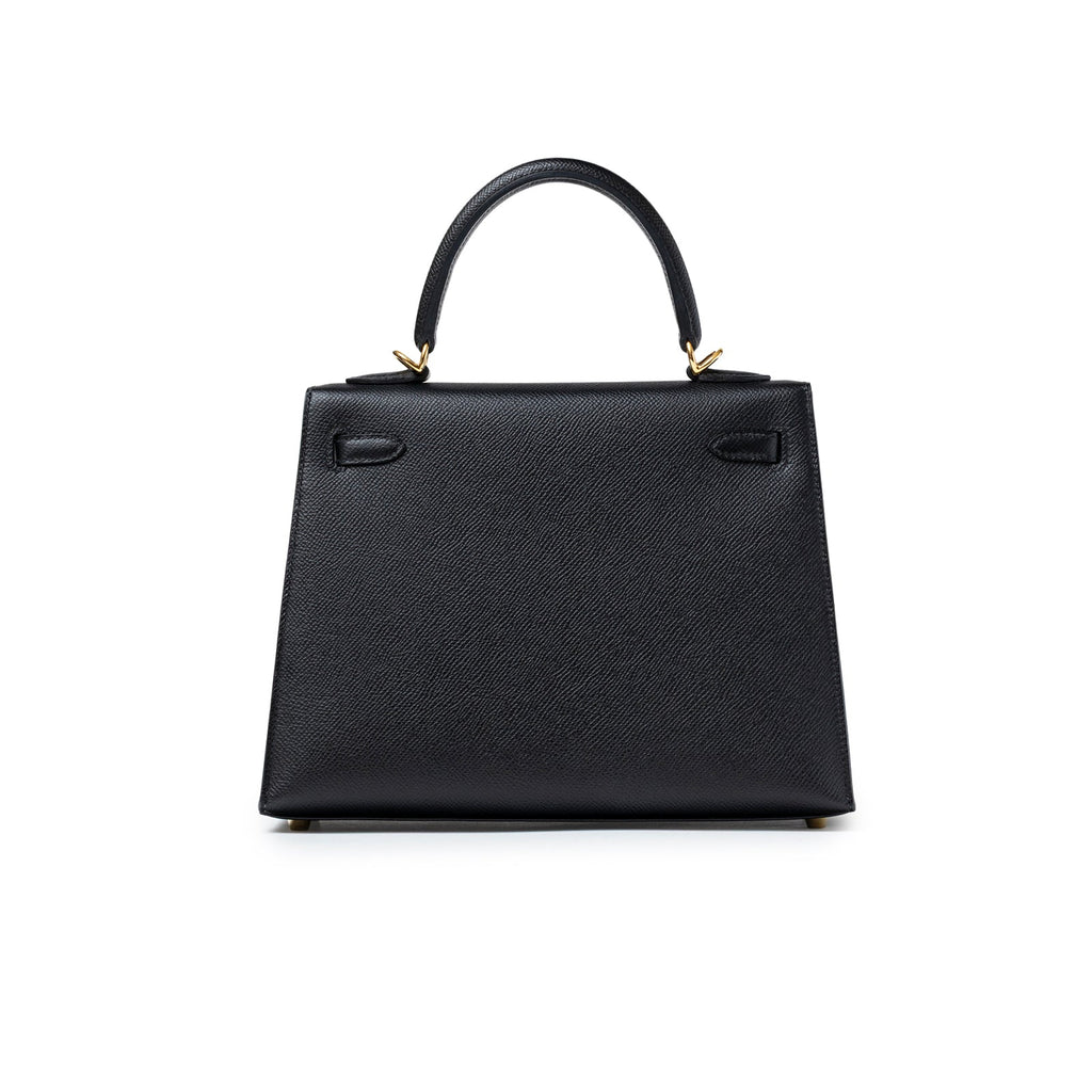 Hermès Kelly Sellier 25 Black Epsom Gold Hardware