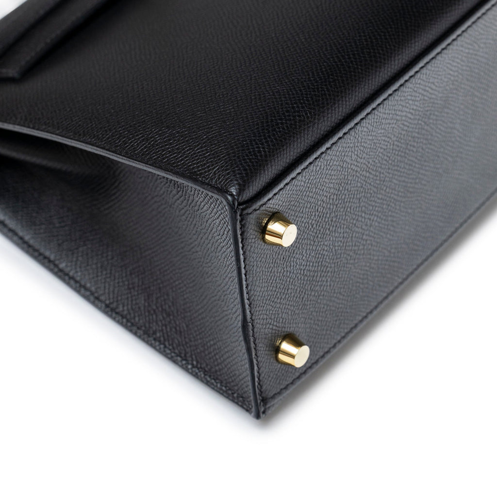 Hermès Kelly Sellier 25 Black Epsom Gold Hardware