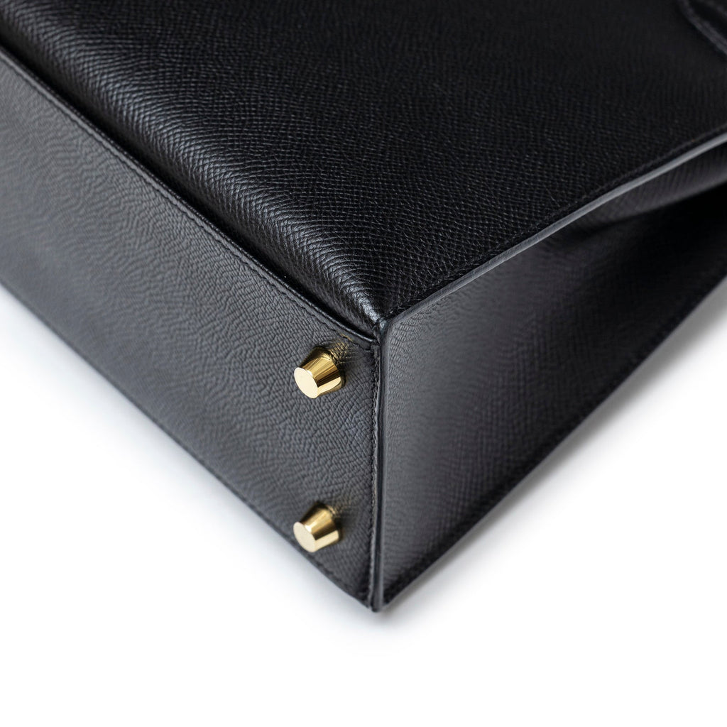 Hermès Kelly Sellier 25 Black Epsom Gold Hardware