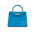 Hermès Kelly Sellier 28 Blue Zanzibar Epsom Gold Hardware