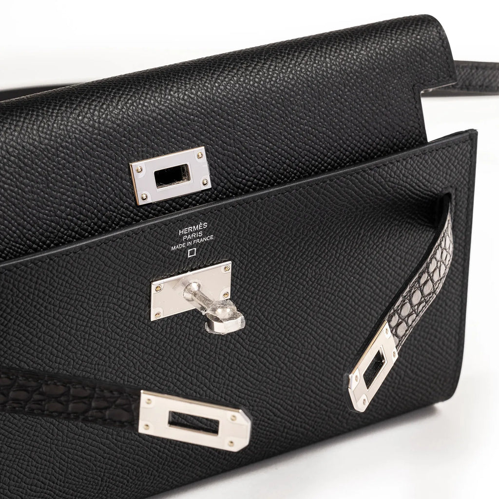 Hermès Kelly To Go Wallet Black Epsom and Matte Alligator Touch Palladium Hardware