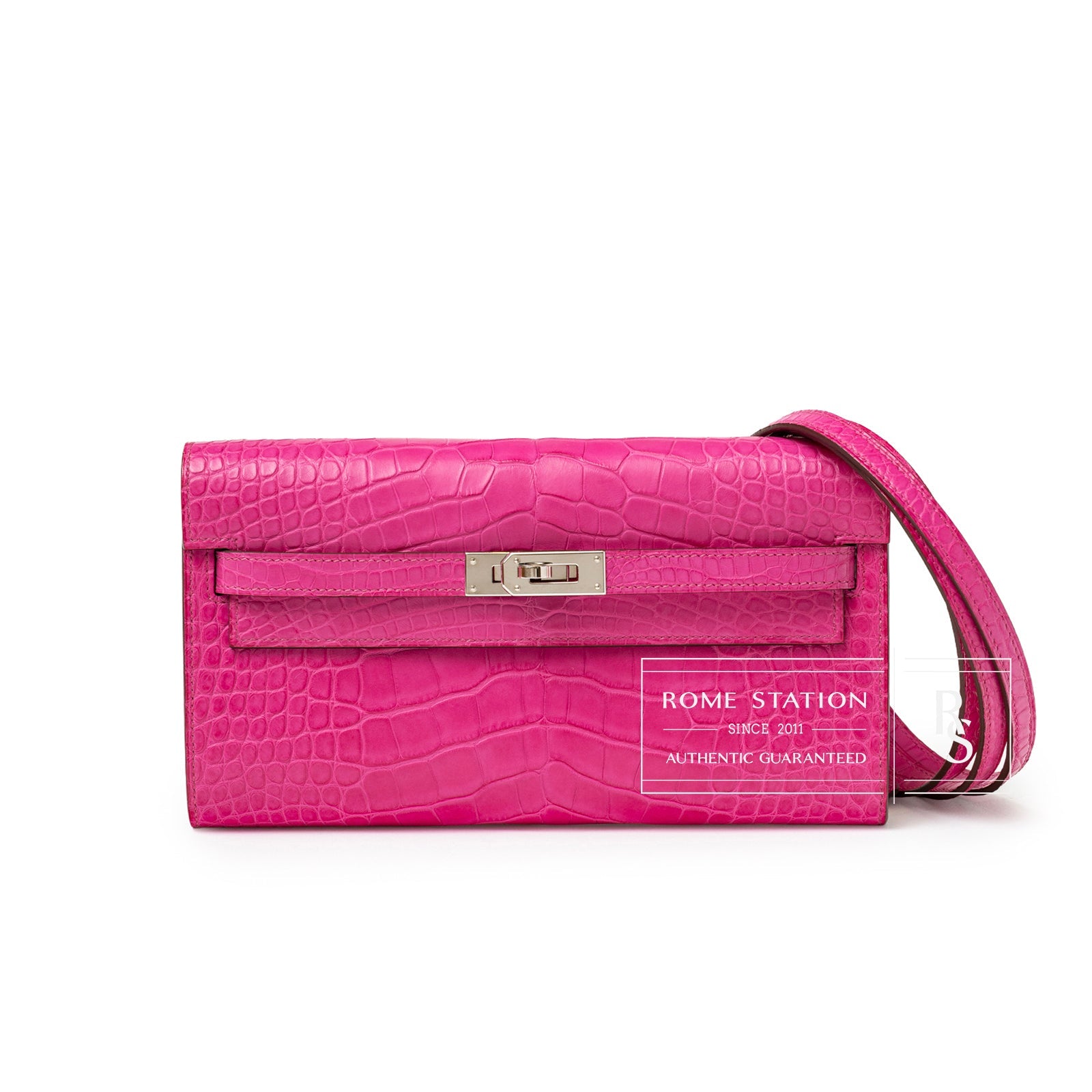 Hermès Kelly Wallet To Go Rose Shocking Matte Alligator Palladium Hardware