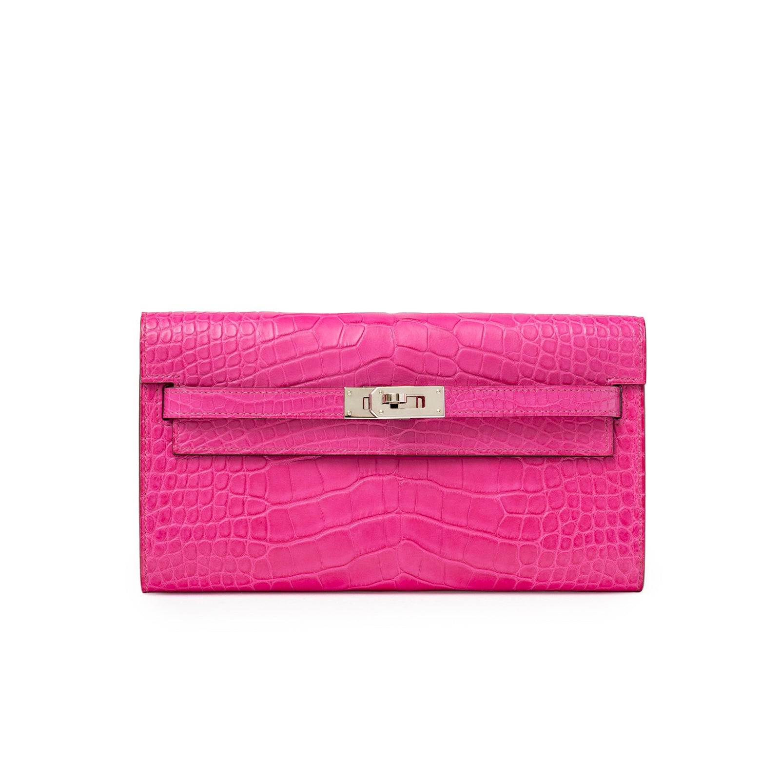 Hermès Kelly Wallet To Go Rose Shocking Matte Alligator Palladium Hardware