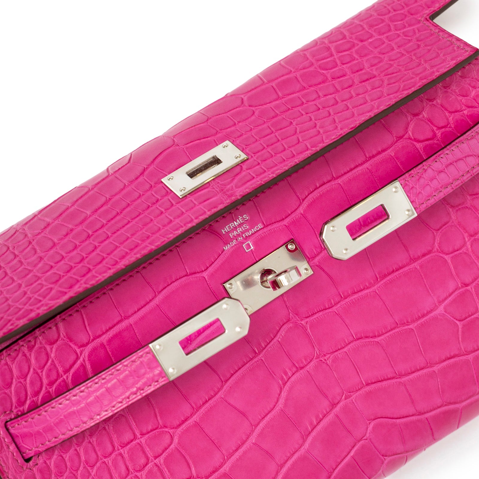 Hermès Kelly Wallet To Go Rose Shocking Matte Alligator Palladium Hardware