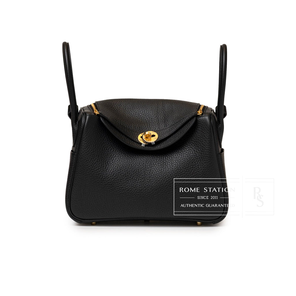 Hermès Lindy 26 Black Clemence Gold Hardware