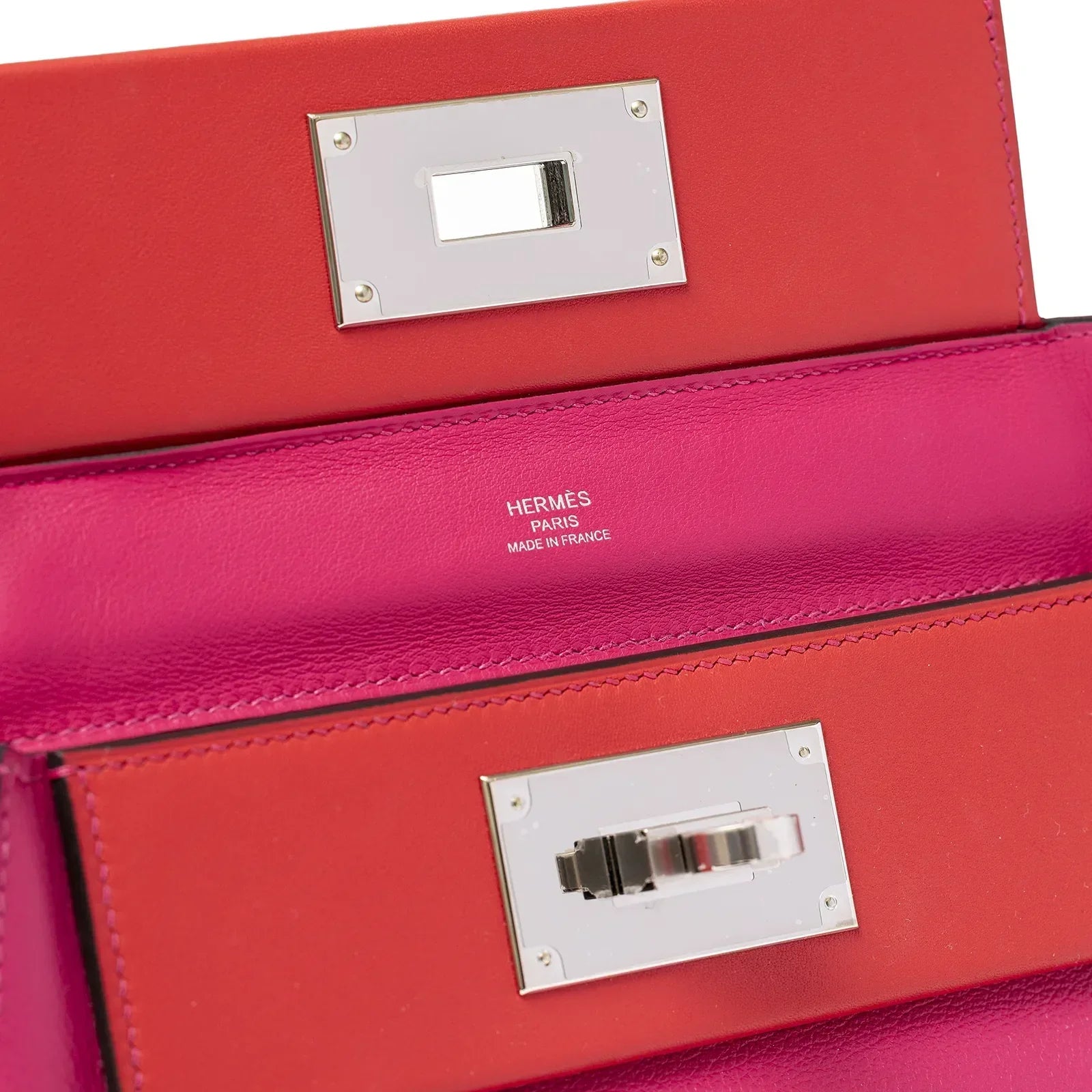 Hermès Mini 24/24 21 Rose Mexico/Rouge De Coeur Evercolor and Swift Palladium Hardware