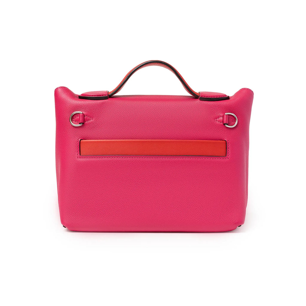 Hermès Mini 24/24 21 Rose Mexico/Rouge De Coeur Evercolor and Swift Palladium Hardware