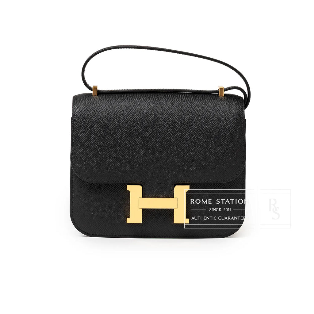 Hermès Mini Constance 18 Black Epsom Gold Hardware