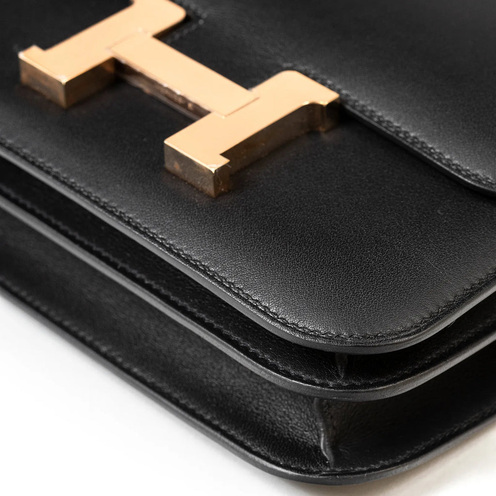 Hermès Mini Constance 18 Black Swift Rose Gold Hardware