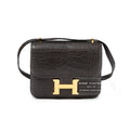 Hermès Mini Constance 18 Graphite Matte Alligator Gold Hardware