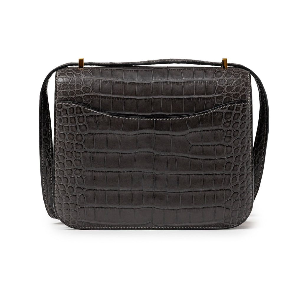 Hermès Mini Constance 18 Graphite Matte Alligator Gold Hardware