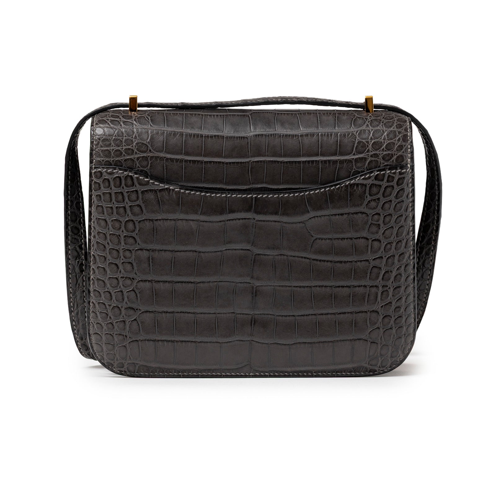 Hermès Mini Constance 18 Graphite Matte Alligator Gold Hardware