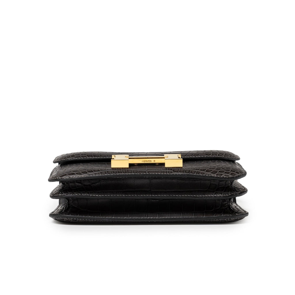 Hermès Mini Constance 18 Graphite Matte Alligator Gold Hardware