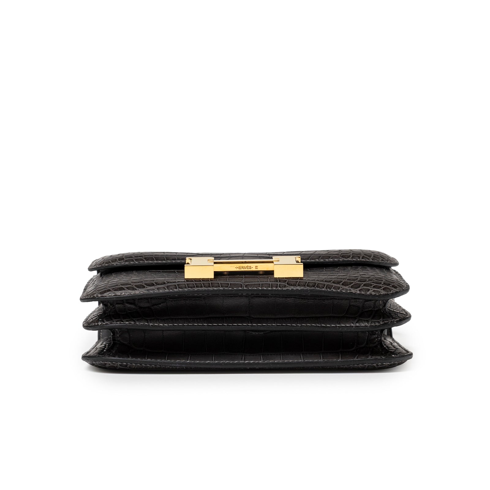 Hermès Mini Constance 18 Graphite Matte Alligator Gold Hardware